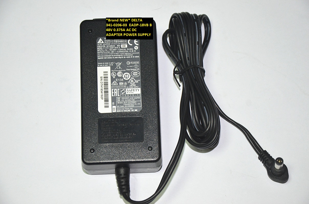 *Brand NEW* DELTA 341-0206-03 EADP-18VB B 48V 0.375A AC DC ADAPTER POWER SUPPLY